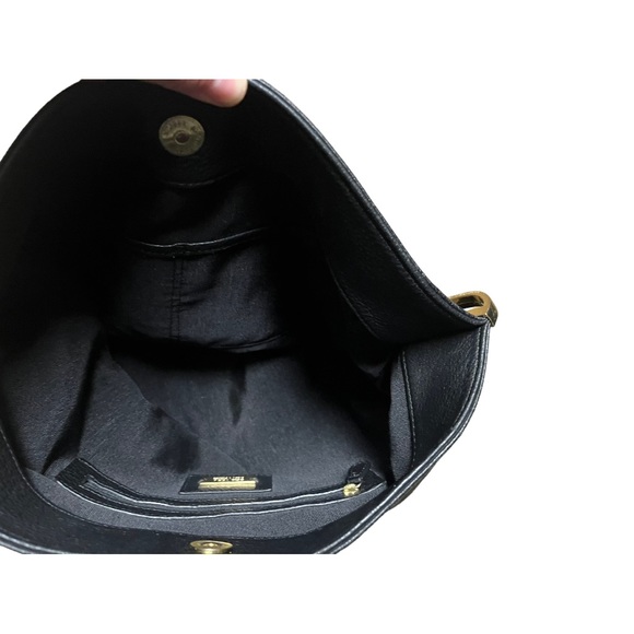 Badgley Mischka black  leather shoulder bag  hobo chain strap gold hardw… - Picture 10 of 12